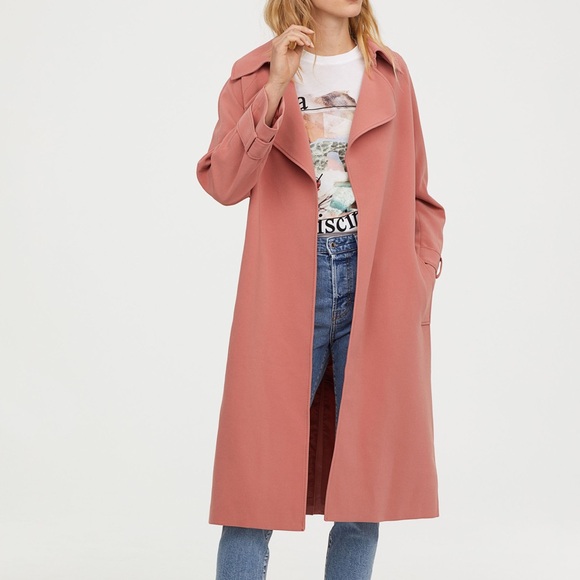 Dynamite Pink Suede-Like Trench Coat (belt missing) - Picture 2 of 7